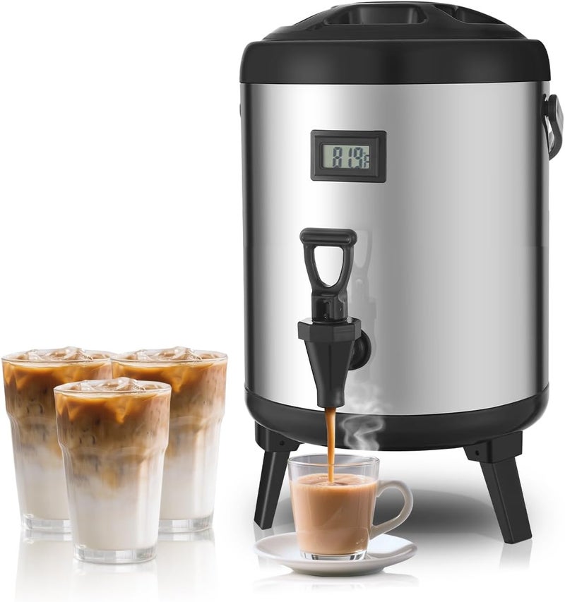 THXSUN Insulated Beverage Dispenser with Spigot,2.2 Gallon/8L Coffee and Drink Server,Non-electric Thermal Hot and Cold Beverage Dispenser for Juice Chocolate Tea Milk - Image 1